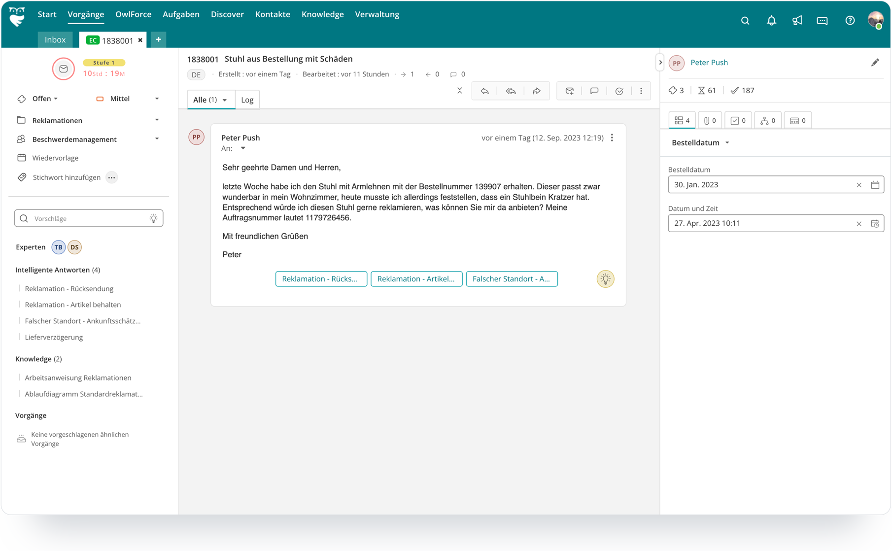 Case View with Emails